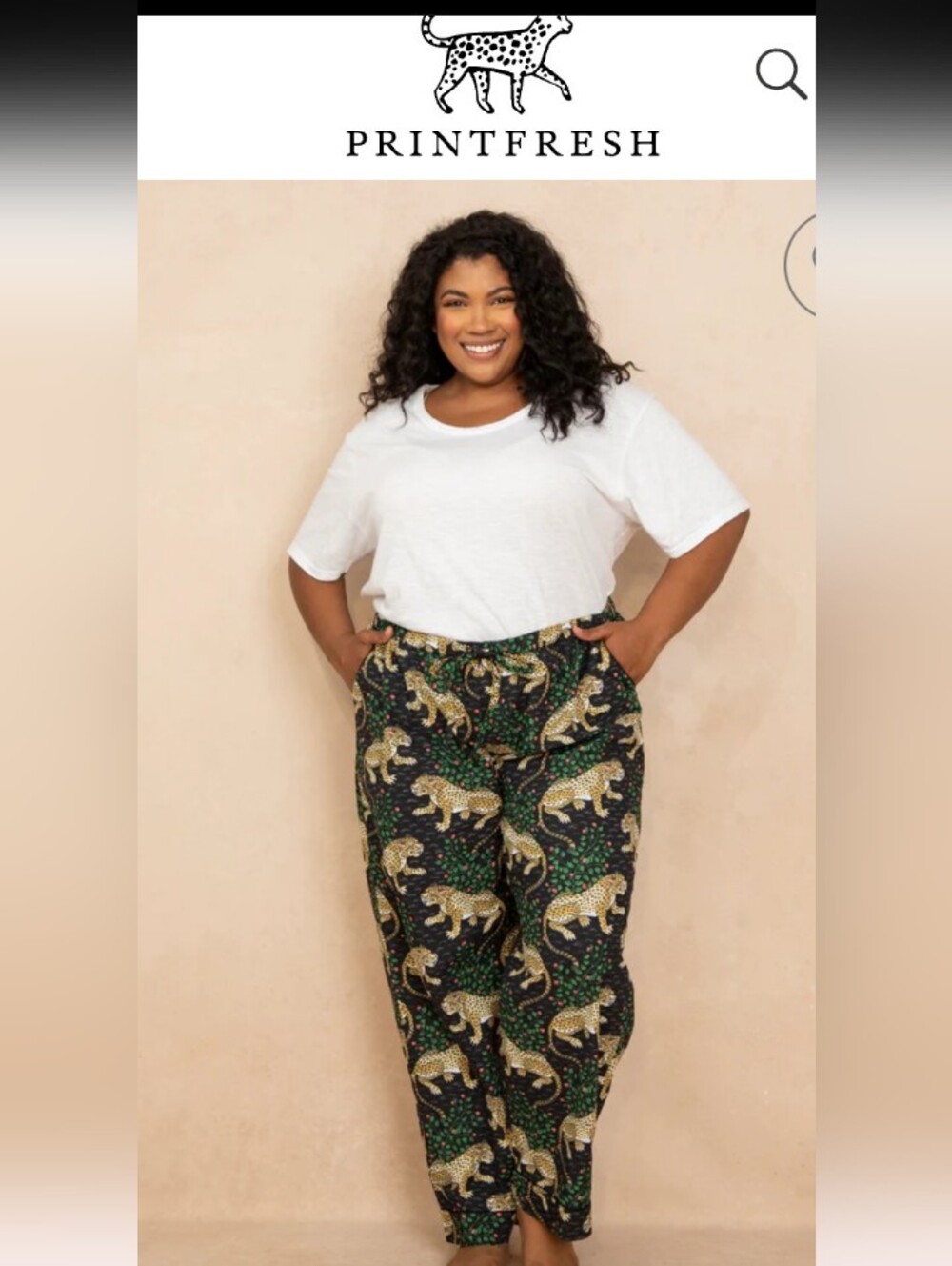 Printfresh Bagheera Leopard Pajama Lounge Pants Green Organic Cotton Preppy Boho